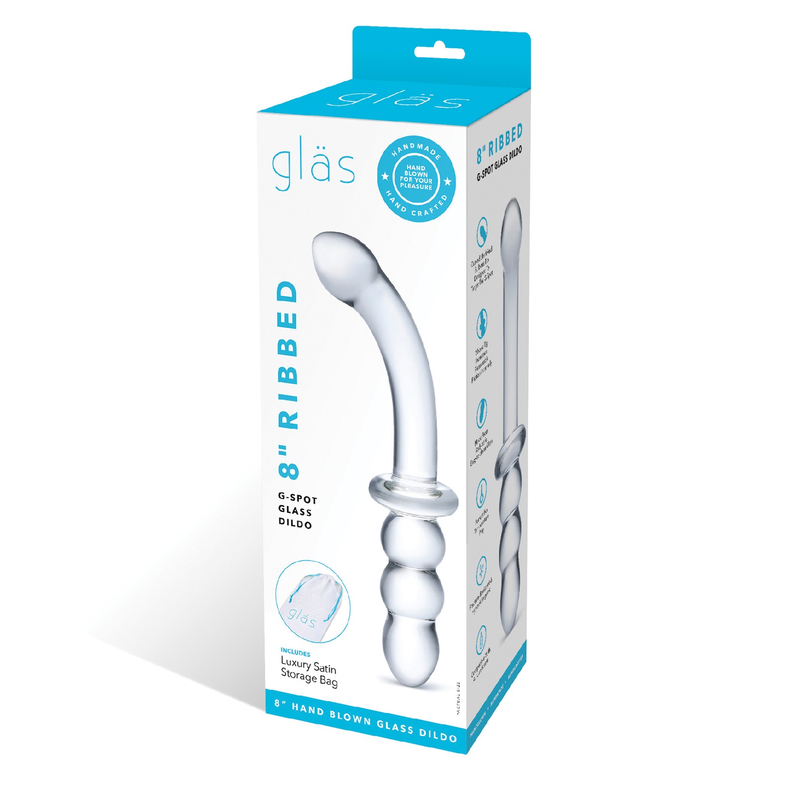 Glas 8 Inch Ribbed G-Spot Glass Dildo - Ultimate Pleasure Toy