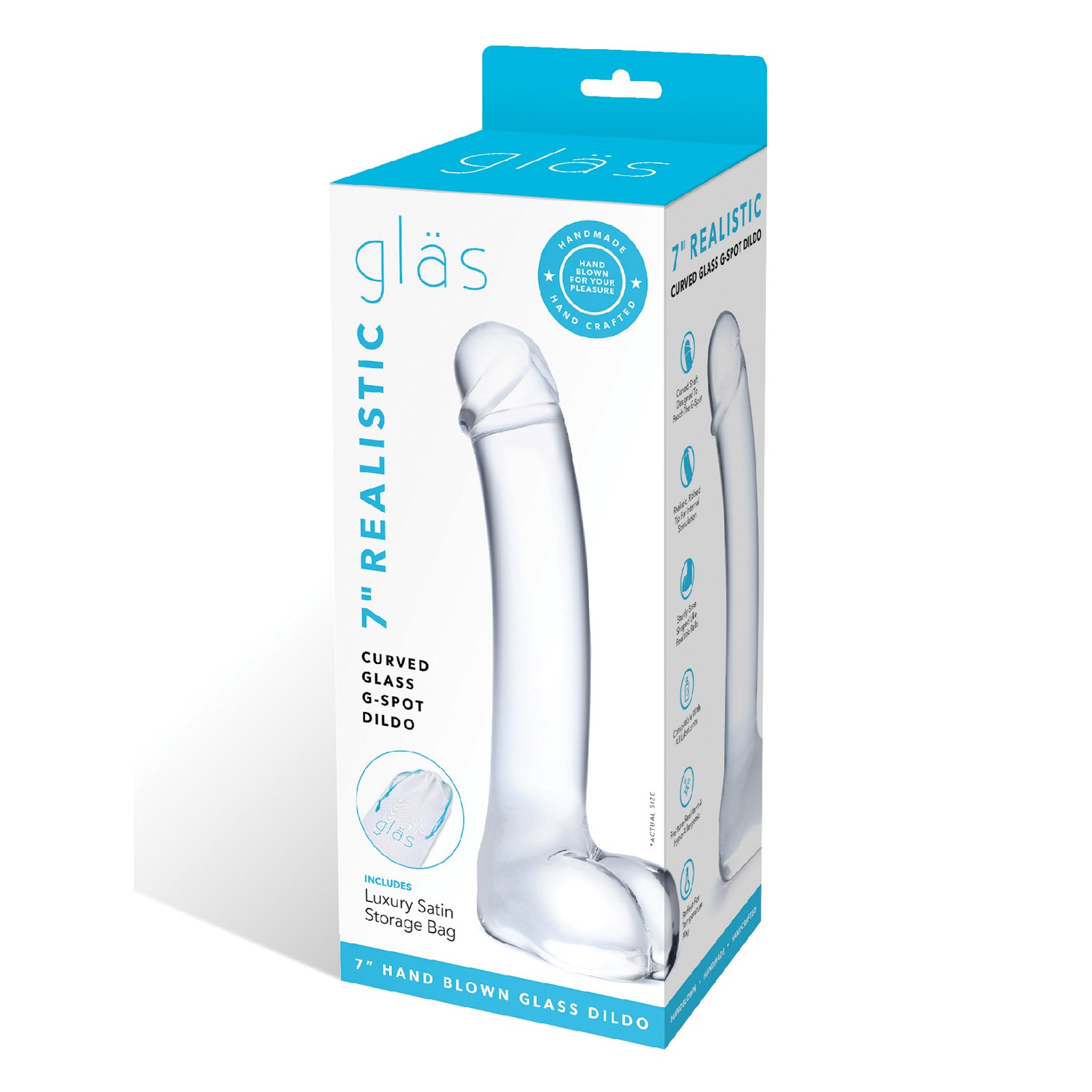 Dildo Curvado de 7" para Punto G de Cristal para Placer