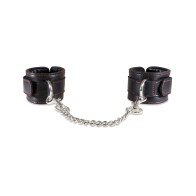 Sultra Leather Handcuffs with Chain Black