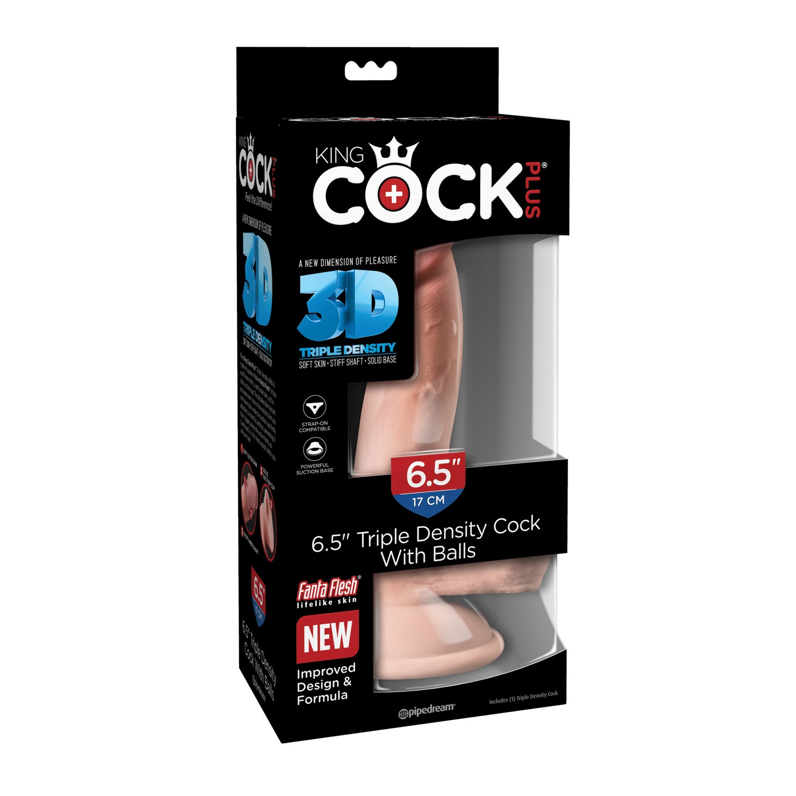 Dildo de Triple Densidad King Cock Plus de 6.5" con Testículos