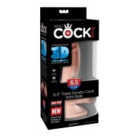 Dildo de Triple Densidad King Cock Plus de 6.5" con Testículos