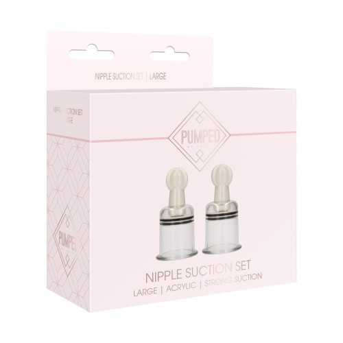 Shots Pumped Nipple Suction Cups Set Large