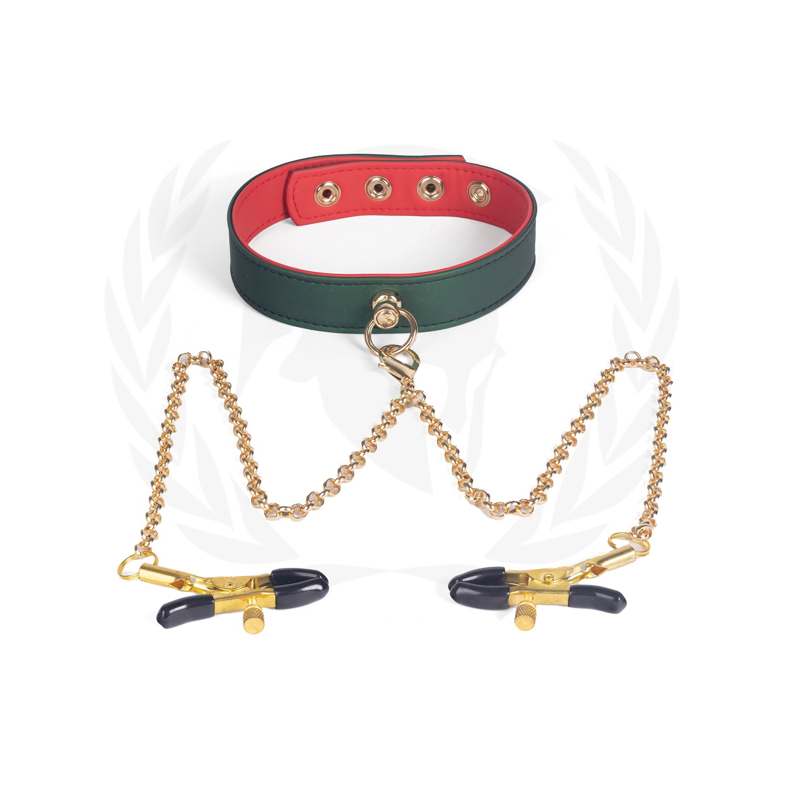 Spartacus PU Collar with Nipple Clamps