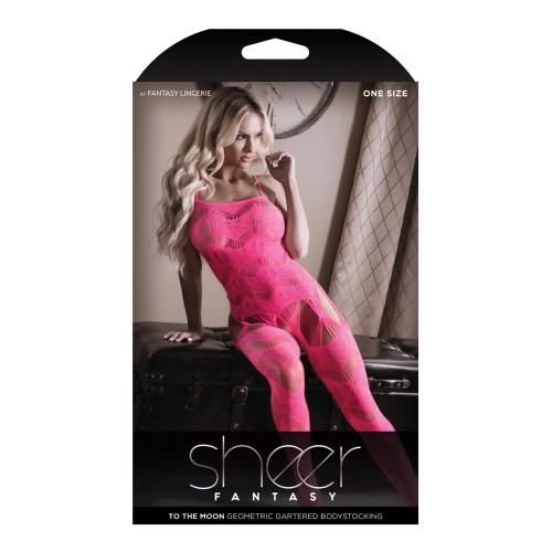 Body Stocking Garter Fantasía ‘To the Moon’ - Rosa Neón