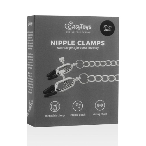 Easy Toys Big Nipple Clamps with Chain - Silver