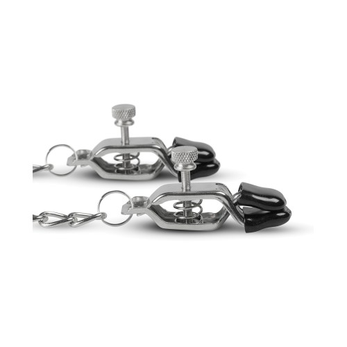 Easy Toys Big Nipple Clamps with Chain - Silver