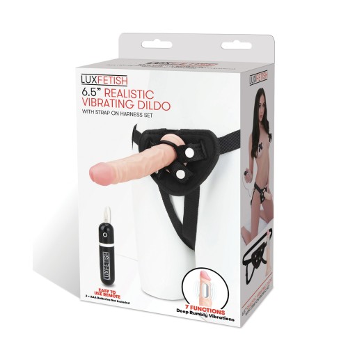 Lux Fetish 6.5 Inch Vibrating Dildo Harness Set