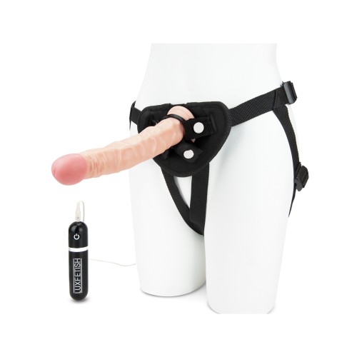 Lux Fetish 8.5 Realistic Vibrating Dildo Strap On Harness Set