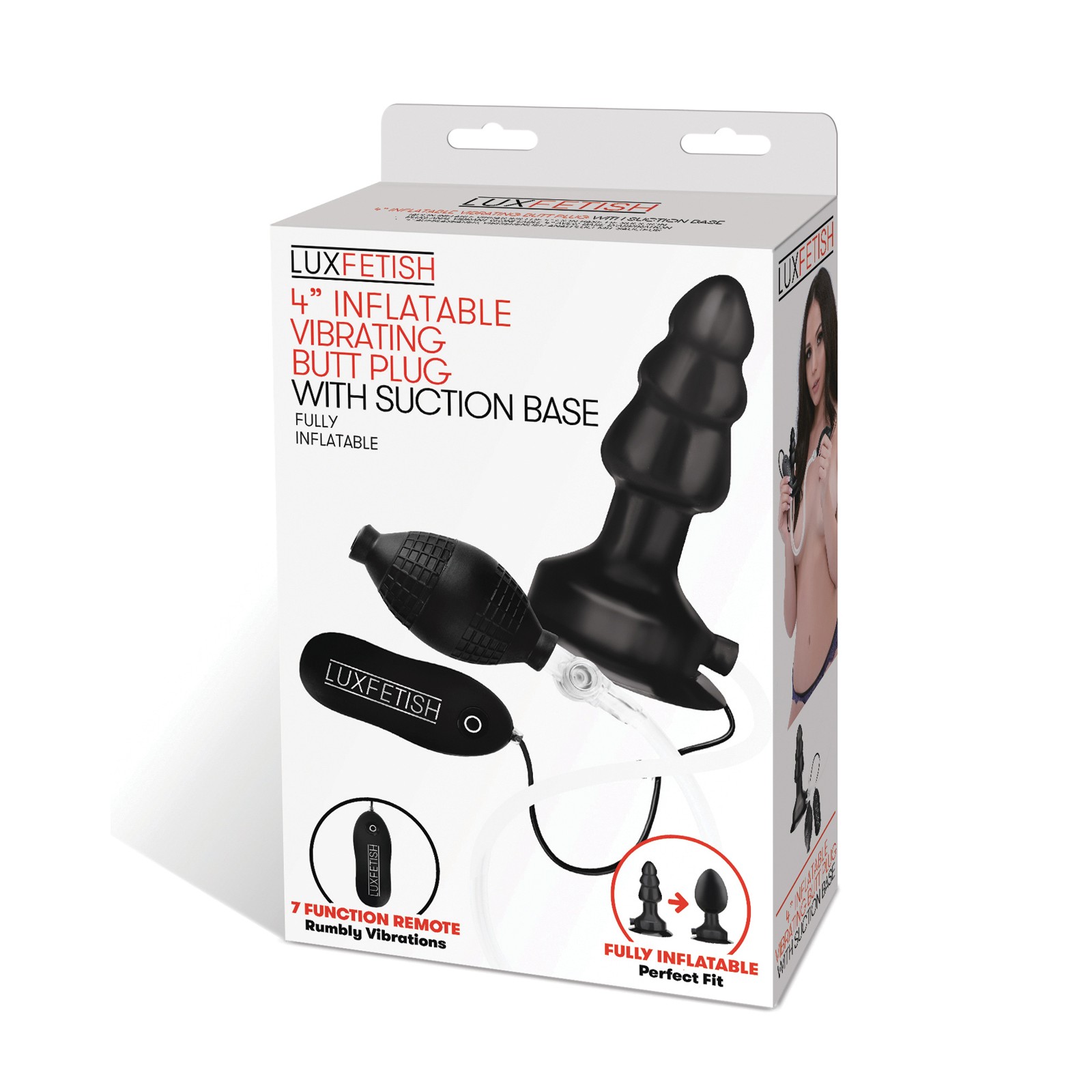 Plug Anal Inflable Vibrante Negro - Placer Personalizable