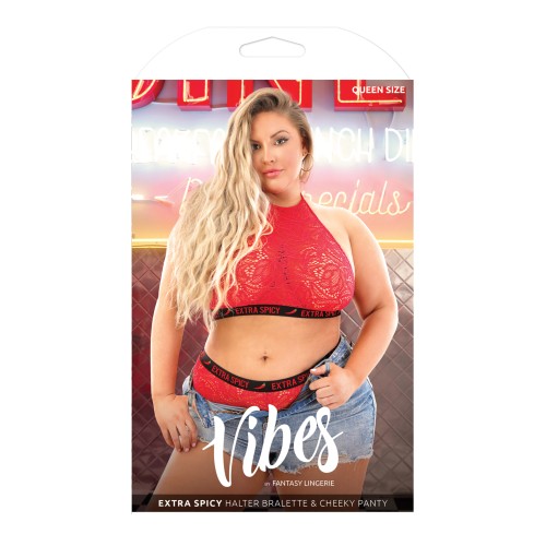 Vibes Extra Spicy Halter Bralette Chili Red Set