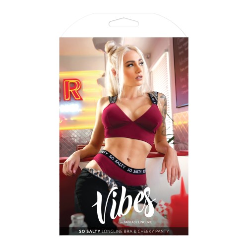 Vibes So Salty Long Line Bra & Panty - Berry Bliss M/L