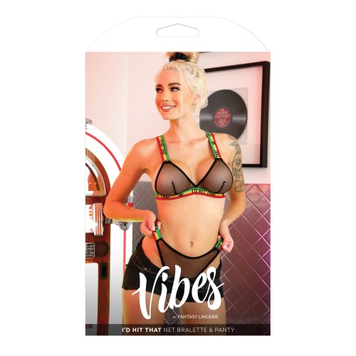 Vibes I'd Hit That Black Bralette & Panty Set L/XL