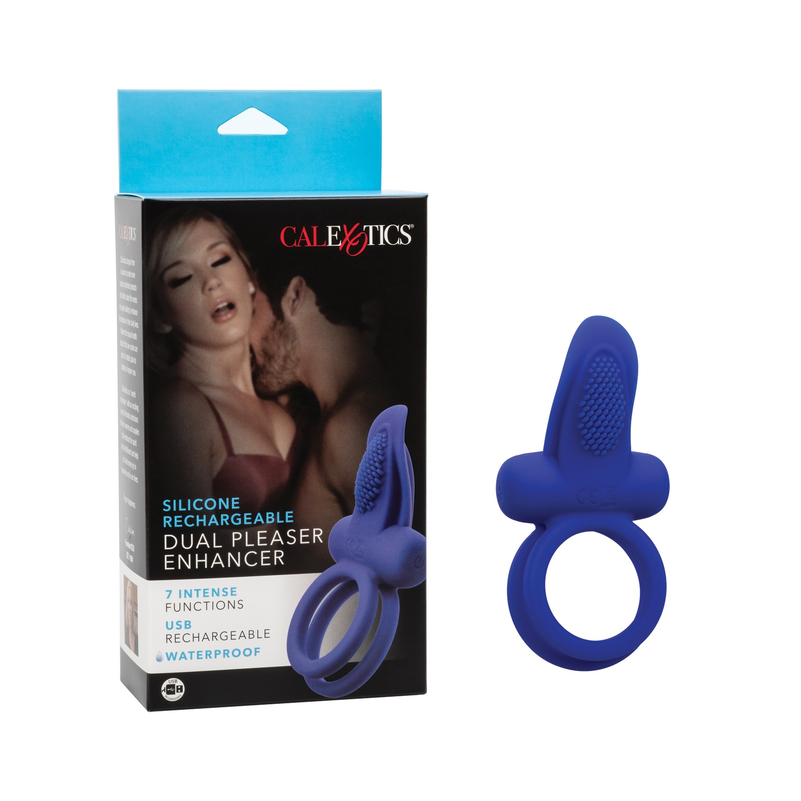 Couples Enhancers Silicone Rechargeable Dual Pleaser Enhancer - Blue