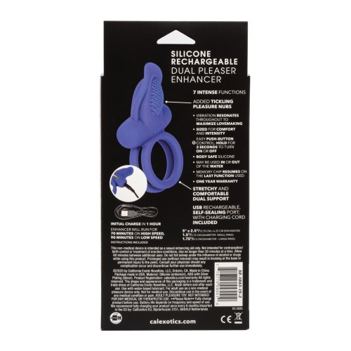 Couples Enhancers Silicone Rechargeable Dual Pleaser Enhancer - Blue