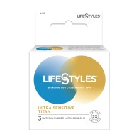 Condones Lifestyles Ultra Sensitive Titan Paquete de 3