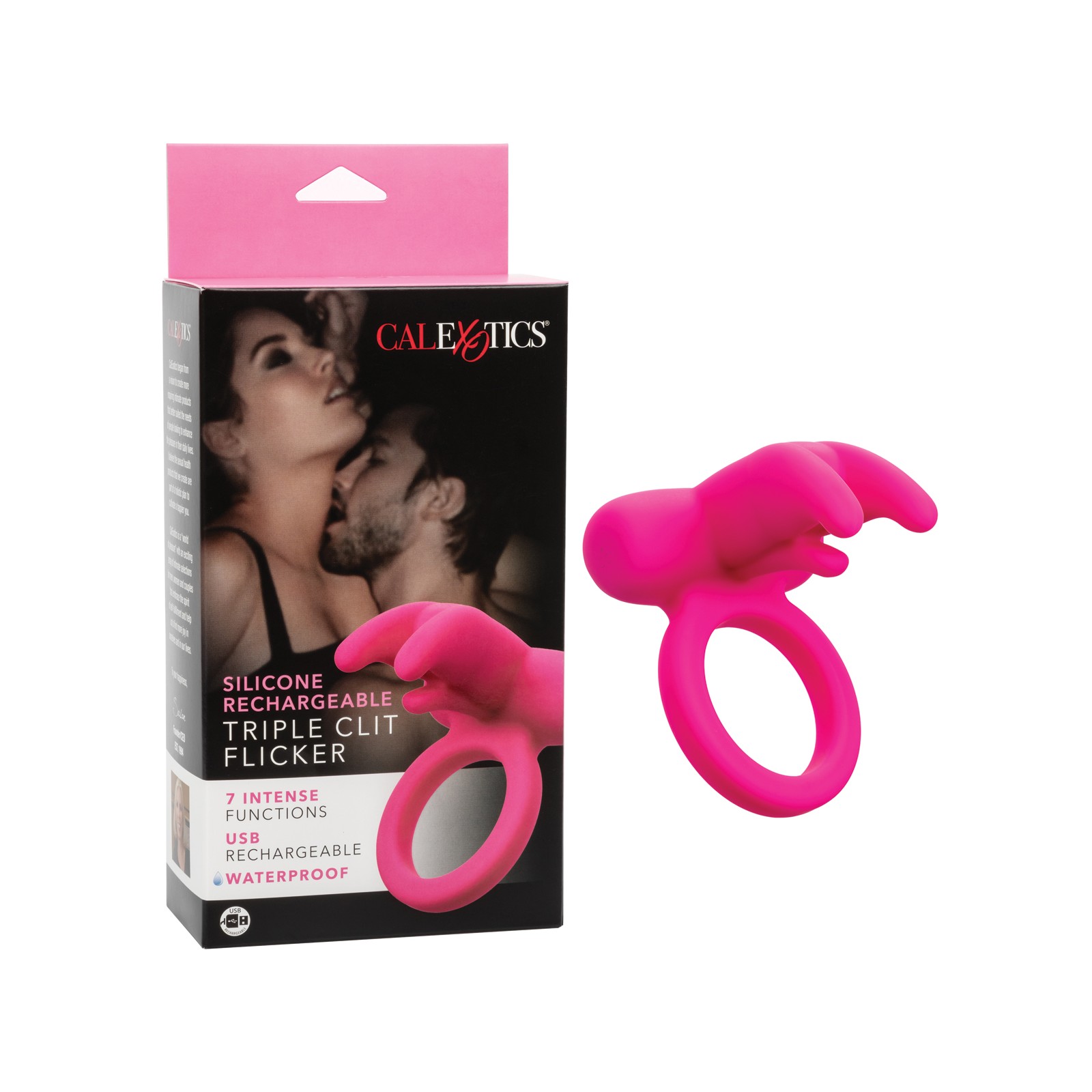 Flicker Clitoral Triple de Silicona Recargable - Rosa