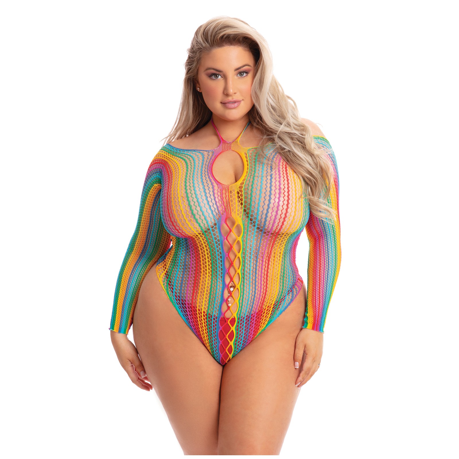 Pink Lipstick More Color Long Sleeve Bodysuit Rainbow