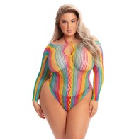 Pink Lipstick More Color Long Sleeve Bodysuit Rainbow