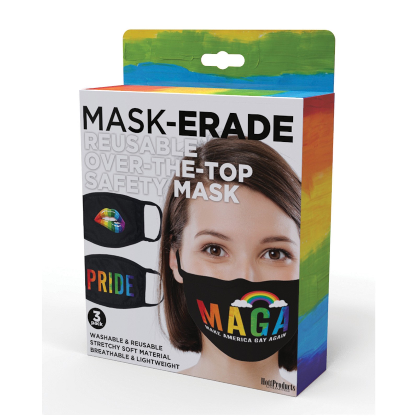 Hott Products Mask-erade Masks - Pride/Gay Again/Rainbow Kiss Pack of 3