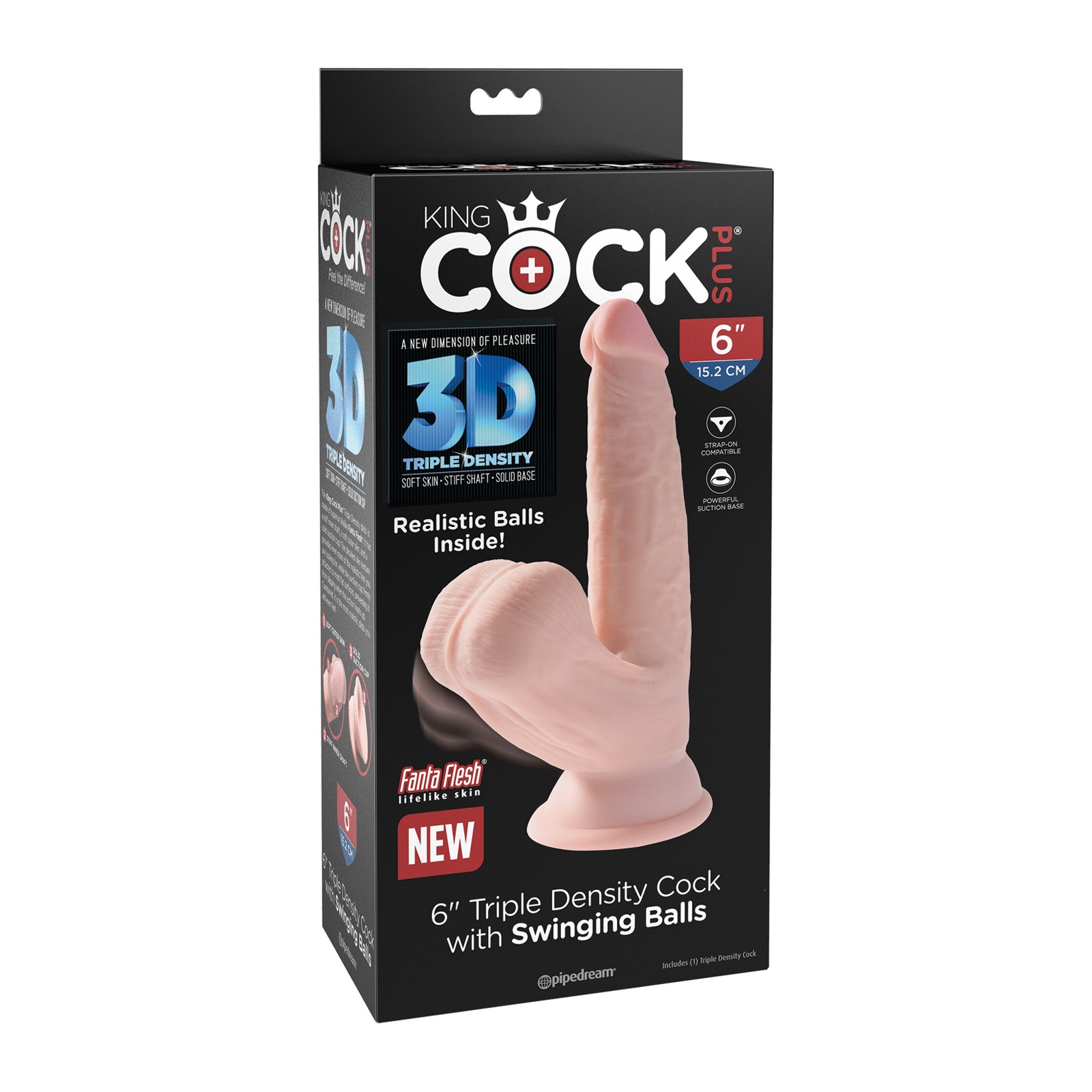 King Cock Plus Triple Density Cock with Swinging Balls - Ivory