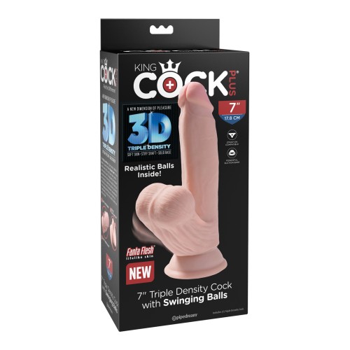 Pene King Cock Plus de 7" con Testículos Móviles - Marfil