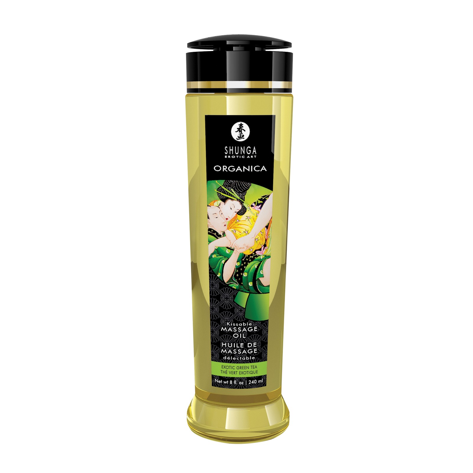 Shunga Organic Kissable Massage Oil - 8 oz Exotic Green Tea