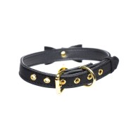 Master Series Golden Kitty Cat Bell Collar - Black/Gold