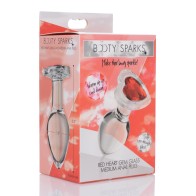 Booty Sparks Red Heart Gem Glass Anal Plug Medium