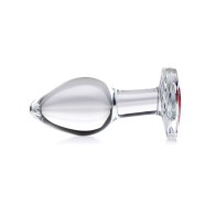 Booty Sparks Red Heart Gem Glass Anal Plug Medium