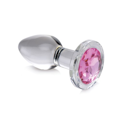 Booty Sparks Pink Gem Glass Anal Plug Small