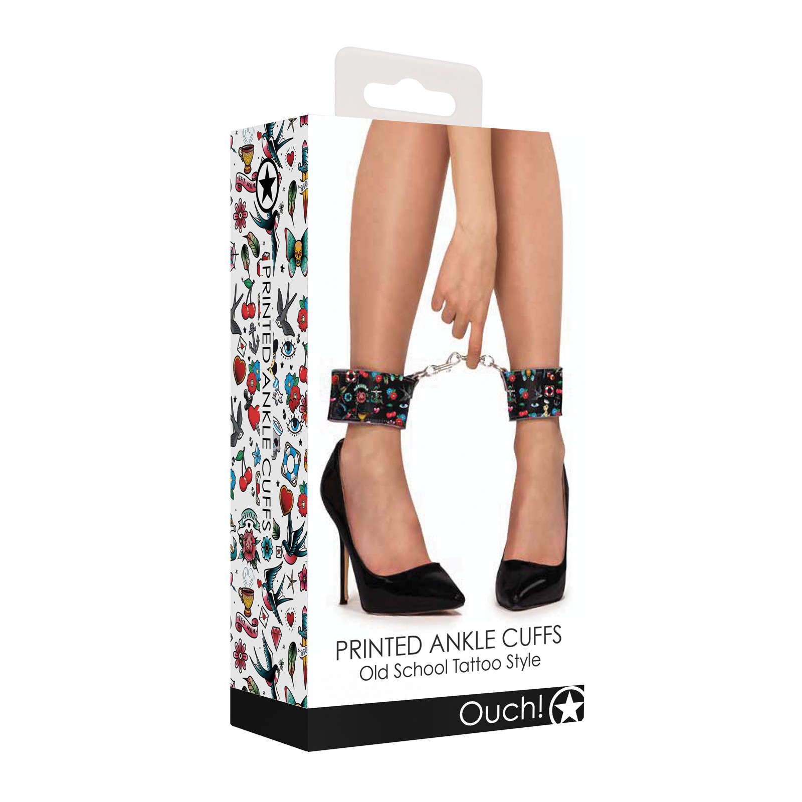 Shots Ouch Tattoo Style Ankle Cuffs for Bondage Fun