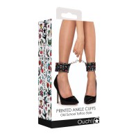 Shots Ouch Tattoo Style Ankle Cuffs for Bondage Fun