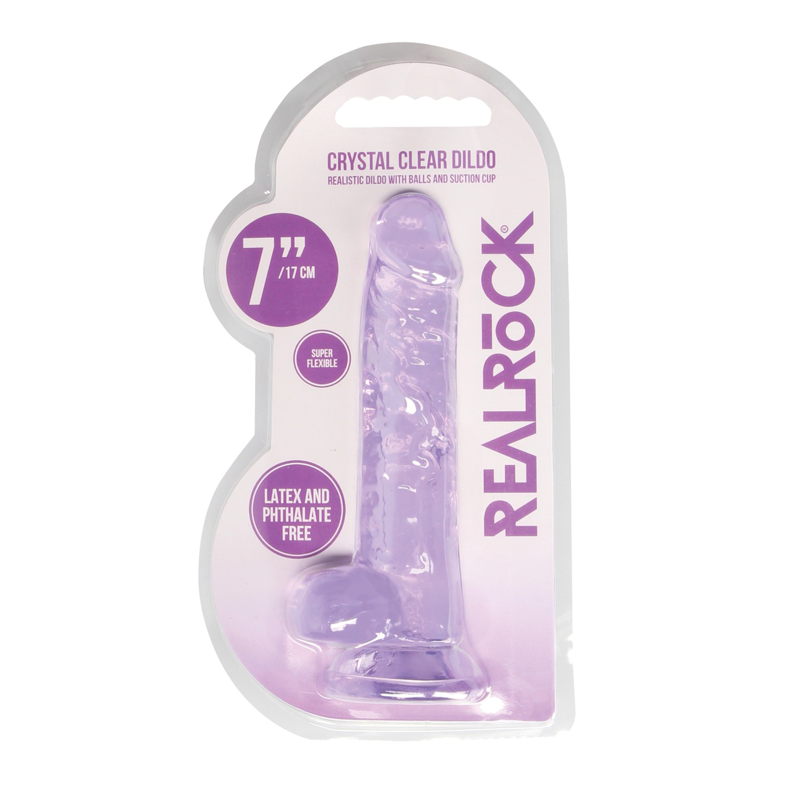 Dildo Realista Crystal Clear 7" de Shots - Morado