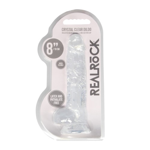 Dildo Cristal Claro RealRock 8 Pulgadas con Testículos