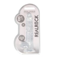 Dildo Cristal Claro RealRock 8 Pulgadas con Testículos