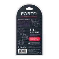 Forto F-61 Liquid 3 Piece Cock Ring Set - Black