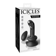 Plug Anal de Vidrio Vibrante Icicles No. 84 con Control Remoto - Negro