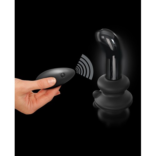 Plug Anal de Vidrio Vibrante Icicles No. 84 con Control Remoto - Negro