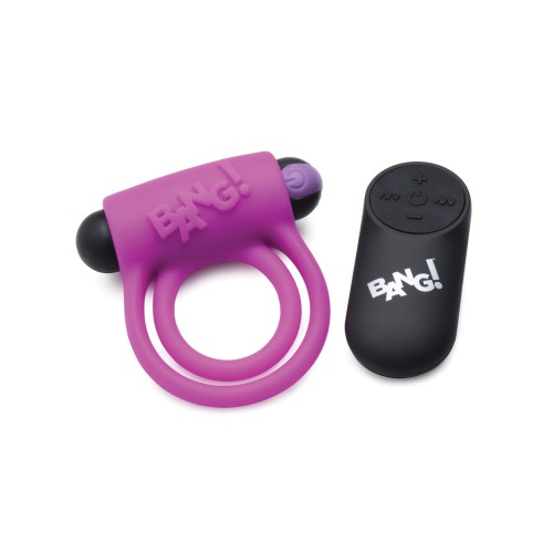 Anillo Vibrador y Bala Bang! con Control Remoto - Morado