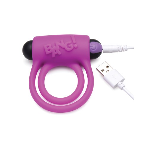 Bang! Vibrating Cock Ring & Bullet with Remote - Purple