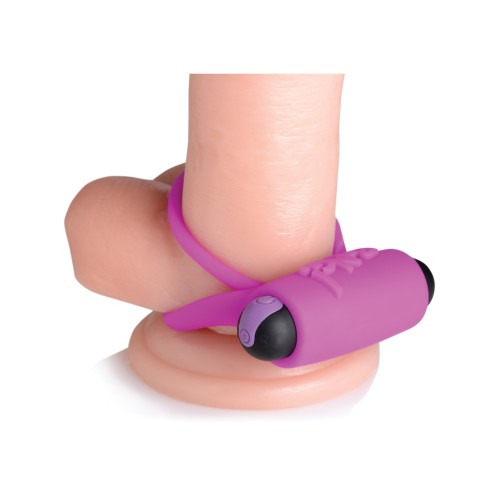 Bang! Vibrating Cock Ring & Bullet with Remote - Purple