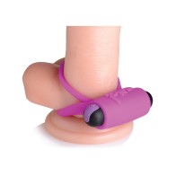 Bang! Vibrating Cock Ring & Bullet with Remote - Purple