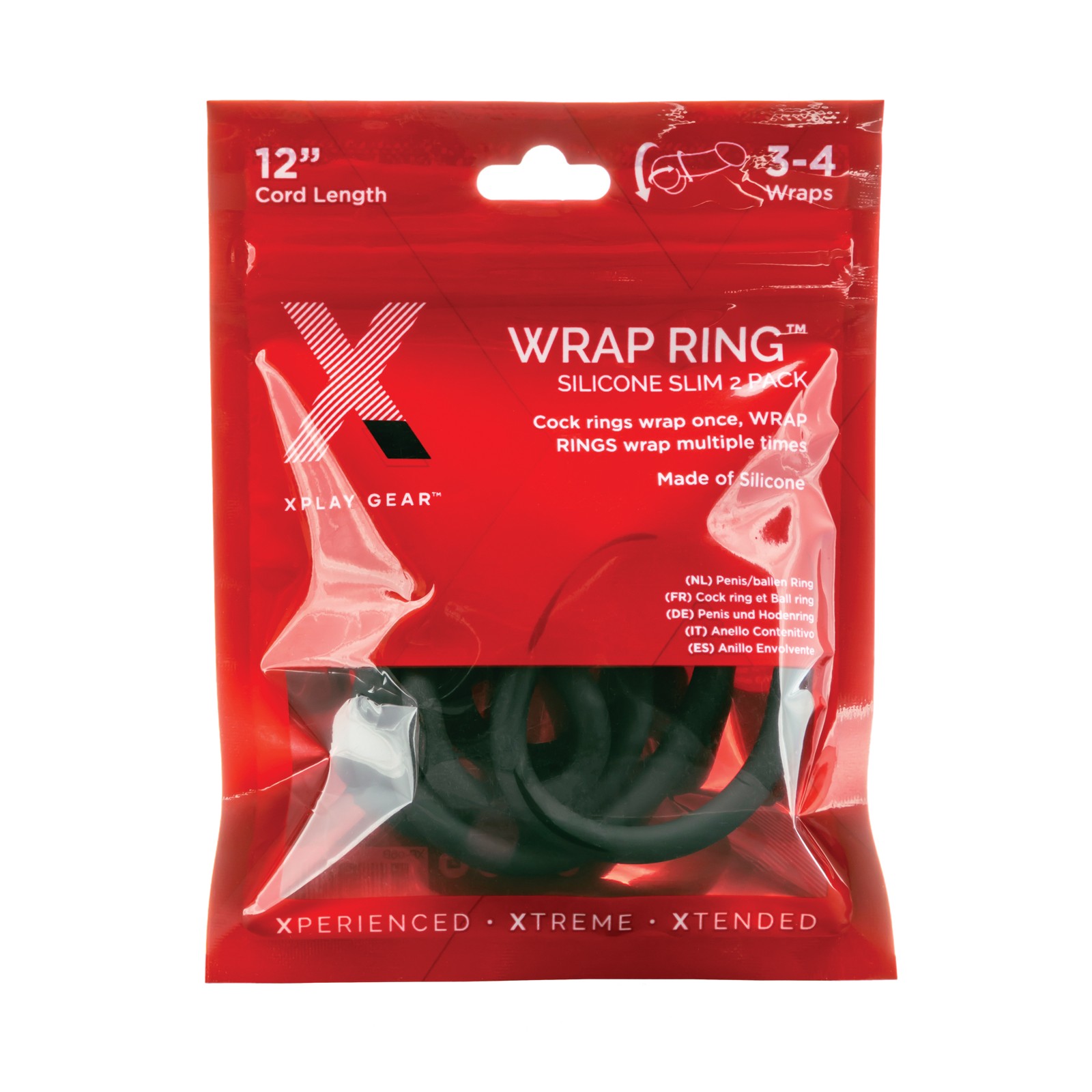 Xplay Gear Silicone 12" Slim Wrap Ring - Black Pack of 2