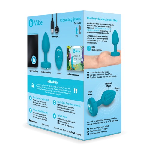 b-Vibe Remote Control Vibrating Jewel Plug S/M Teal