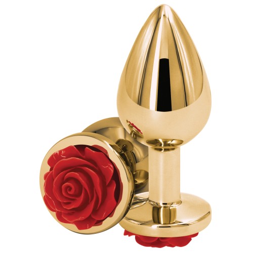 Rear Assets Medium Chrome-Plated Anal Toy Red Rose