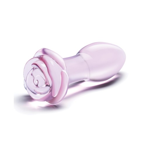 Plug Anal de Vidrio Rosebud Rosa