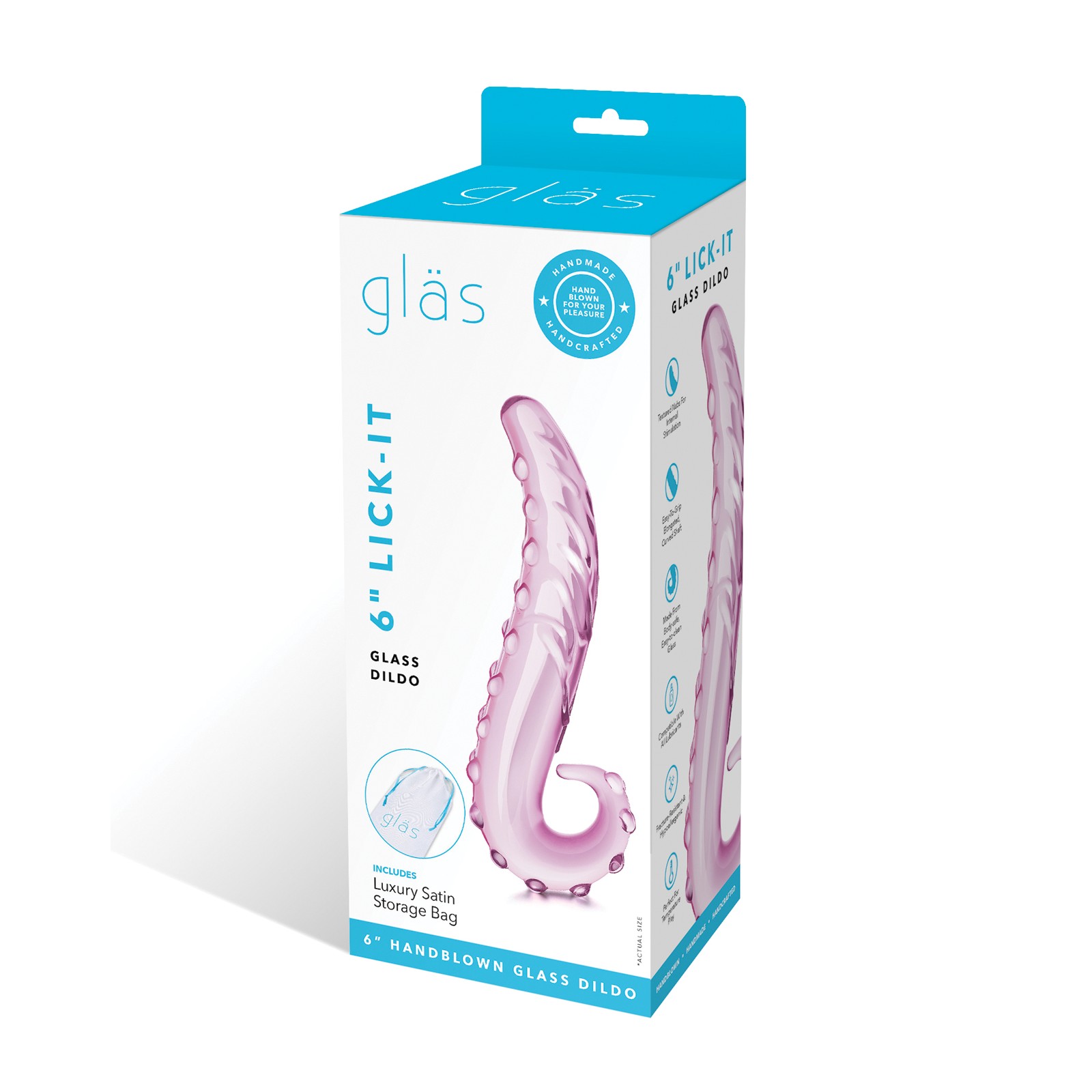 Glas 6 Inch Lick-it Pink Glass Dildo