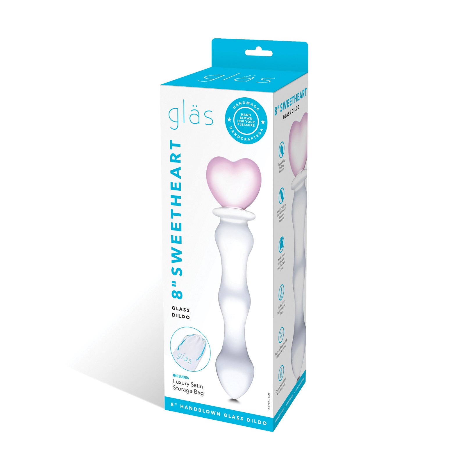 Dildo de Vidrio Sweetheart de 8" - Rosa/Transparente