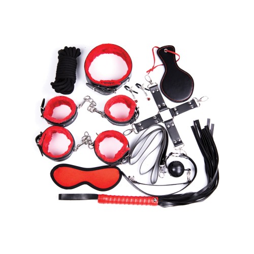 Kit de Bondage Deluxe Plesur Negro/Rojo