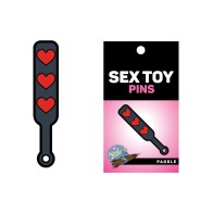 Wood Rocket Heart Paddle Pin Black Red